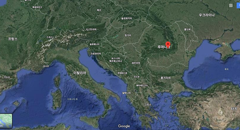 ▲루마니아 브라쇼브(빨간 표시, 구글 지도 캡쳐)